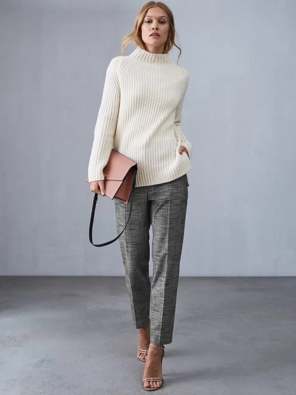 Babaton High-Rise Plaid Ankle Pants - Gray - 12